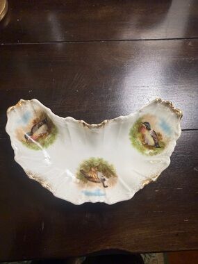 Antique vintage duck bone dish